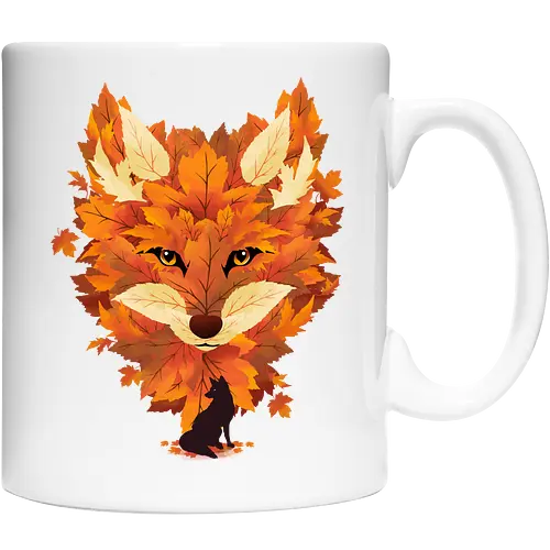 Red Fox and Falling Leaves - fox, fuchs, herbst, blätter - Keramiktasse