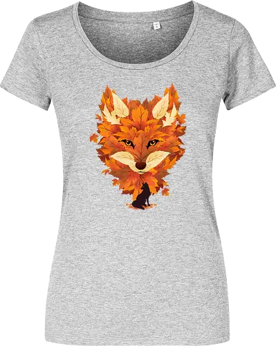 Red Fox and Falling Leaves - fox, fuchs, herbst, blätter - Damen T-Shirt