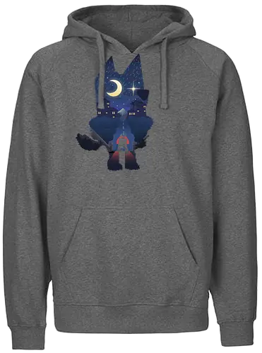Bluey Landscape - dog, cartoon, hund, blue - Fairtrade Hoodie