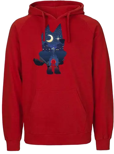 Bluey Landscape - dog, cartoon, hund, blue - Fairtrade Hoodie