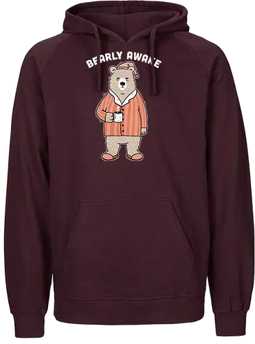 Bearly Awake - bär, müde, tired, awake, morning, morgen, montag, monday, coffee, kaffee, bear - Fairtrade Hoodie