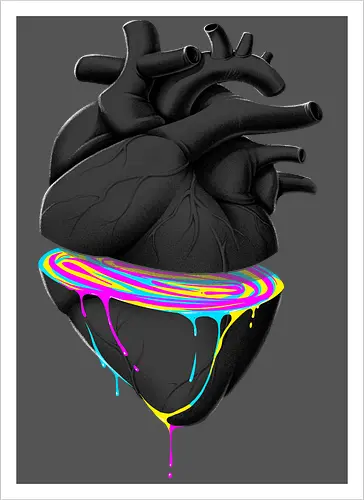 Bleeding Heart - anatomie, herz, love, liebe, lgbt, lgtbq, pride, queer, heart, anatomical heart - Kunstdruck