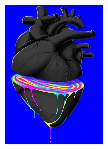 Bleeding Heart - anatomie, herz, love, liebe, lgbt, lgtbq, pride, queer, heart, anatomical heart - Kunstdruck