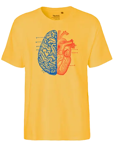 Heart and Brain - herz, brain, gehirn, anatomisch, anatomical, illustration, anatomy, anatomie, heart - Fairtrade T-Shirt