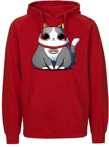 Satan - satan, devil, teufel, hell, hölle, demon, dämon, cat, katze, cute, süß, niedlich - Fairtrade Hoodie