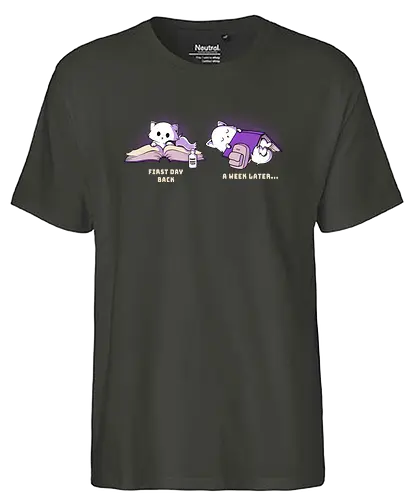 Back to school - cat, neko, school, Schulstart, katze - Fairtrade T-Shirt