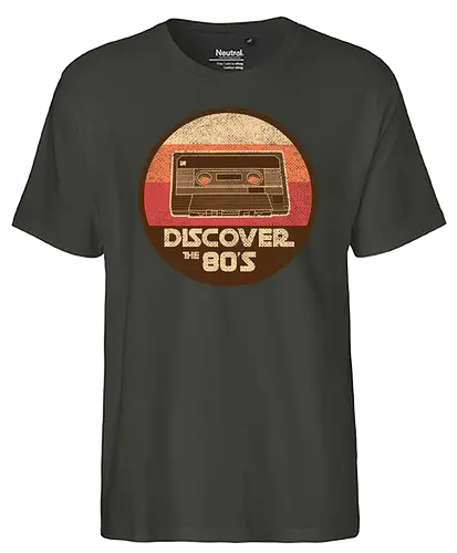 Discover the 80s - retro, 80s, Cassette, mc, kassette, musik - Fairtrade T-Shirt