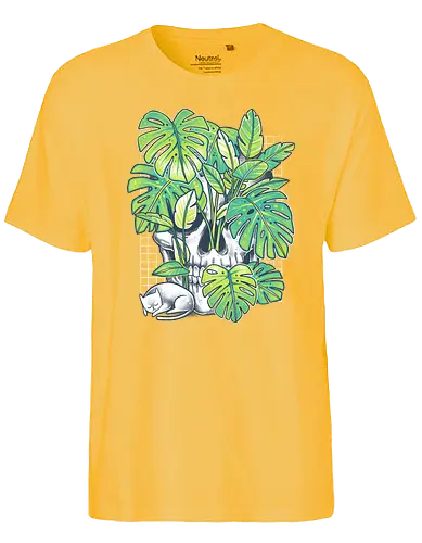 Plant Skull - plants, skull, schädel, monstera, katze, cat - Fairtrade T-Shirt