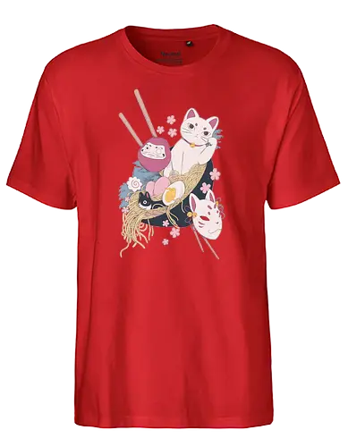 Lucky Bowl - ramen, japan, katze, neko, nippon, essen, food, cat, ting - Fairtrade T-Shirt