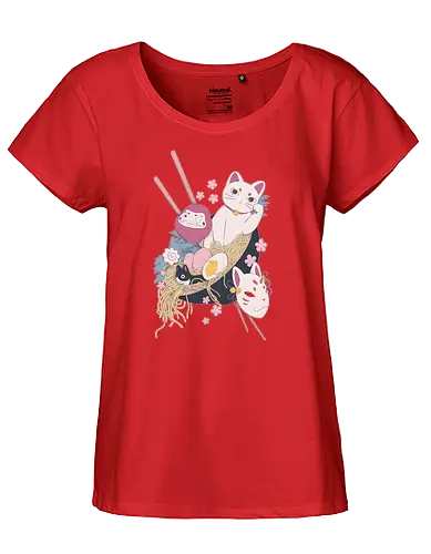 Lucky Bowl - ramen, japan, katze, neko, nippon, essen, food, cat, ting - Fairtrade Girl Shirt