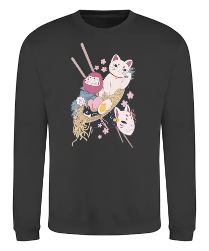 Lucky Bowl - ramen, japan, katze, neko, nippon, essen, food, cat, ting - Sweatshirt