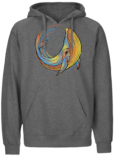 A colorful swim - whale, wal, meer, ocn, s - Fairtrade Hoodie