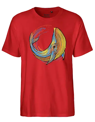 A colorful swim - whale, wal, meer, ocn, s - Fairtrade T-Shirt