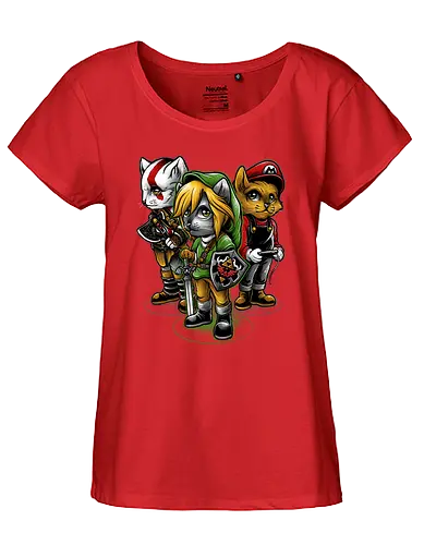 Choose your Hero - cat, katze, hero, videogames, gaming, mario, god - Fairtrade Girl Shirt