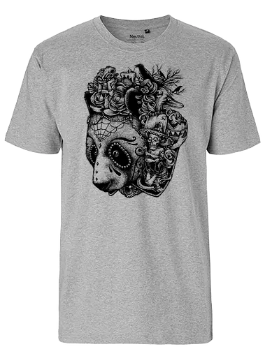 Day of the Panda - samurai, panda, Día de los Muertos, Sugar skull, tattoo, day of the dd - Fairtrade T-Shirt