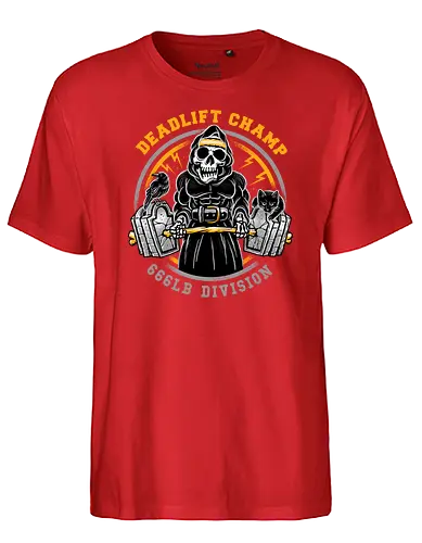 Deadlift Champ - gym, sensenmann, dark, katze, cat, reaper, fitness - Fairtrade T-Shirt