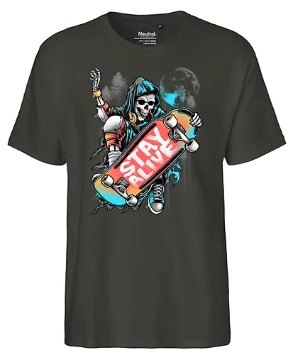 Stay Alive - Skating, skateboard, skull, skelett, reaper - Fairtrade T-Shirt