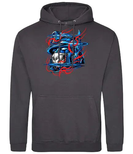 Glitchy Flames - robot, samurai, mecha, cyborg, Glitch - Standard Hoodie
