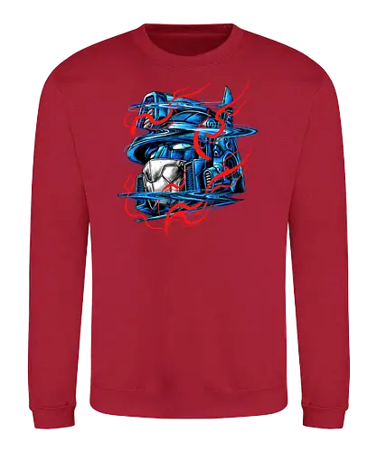 Glitchy Flames - robot, samurai, mecha, cyborg, Glitch - Sweatshirt