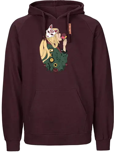 Kitsune - manga, girl, woman, japan, waifu, happy, otaku, female, roses, kitsune, fox, anime, ice crm - Fairtrade Hoodie