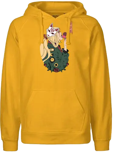 Kitsune - manga, girl, woman, japan, waifu, happy, otaku, female, roses, kitsune, fox, anime, ice crm - Fairtrade Hoodie