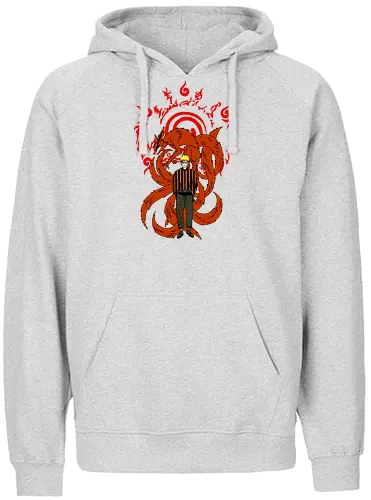Cursed Hero - anime, manga, ninja, shinobi, 9 tailed fox, nine tails, kitsune - Fairtrade Hoodie