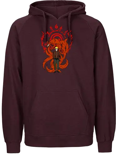 Cursed Hero - anime, manga, ninja, shinobi, 9 tailed fox, nine tails, kitsune - Fairtrade Hoodie