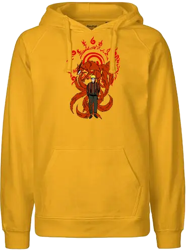 Cursed Hero - anime, manga, ninja, shinobi, 9 tailed fox, nine tails, kitsune - Fairtrade Hoodie