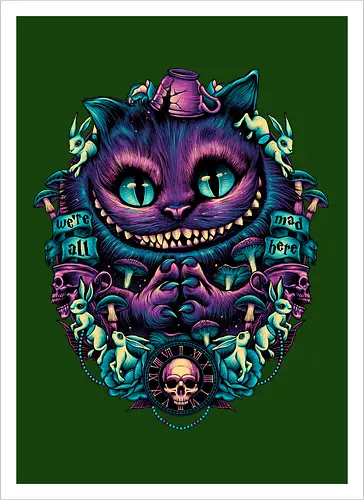 The Cat of Mischief - grinsekatze, cheshire cat, alice, wonderland, wunderland, lewis carroll - Kunstdruck