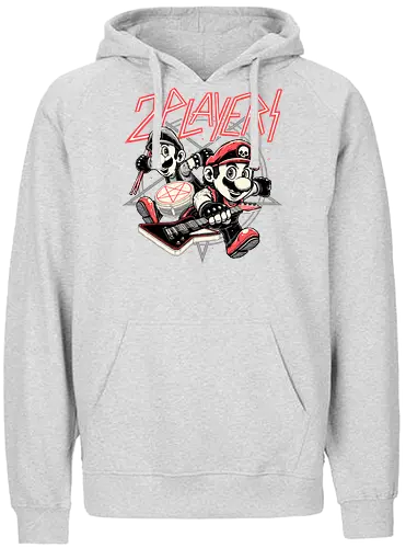 2 Players - player 2, mario, mashup, metal - Fairtrade Hoodie