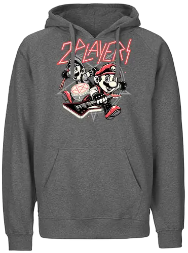 2 Players - player 2, mario, mashup, metal - Fairtrade Hoodie