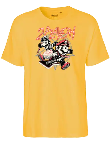 2 Players - player 2, mario, mashup, metal - Fairtrade T-Shirt
