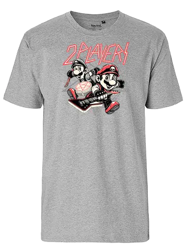 2 Players - player 2, mario, mashup, metal - Fairtrade T-Shirt