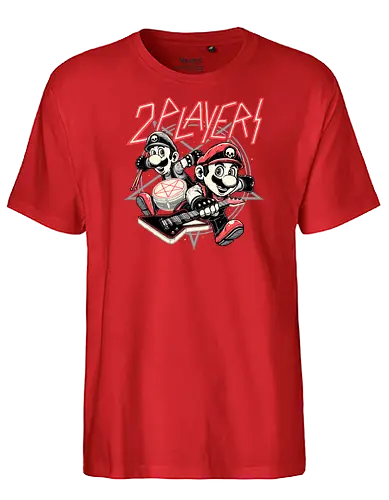 2 Players - player 2, mario, mashup, metal - Fairtrade T-Shirt