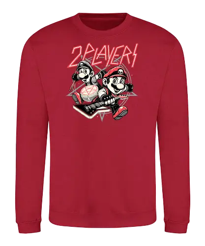 2 Players - player 2, mario, mashup, metal - Sweatshirt