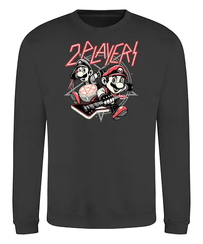 2 Players - player 2, mario, mashup, metal - Sweatshirt