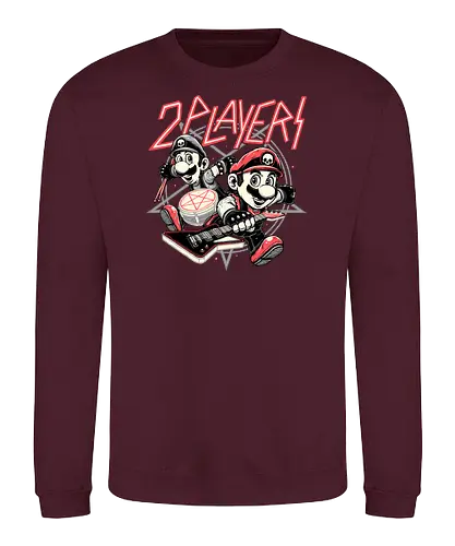 2 Players - player 2, mario, mashup, metal - Sweatshirt