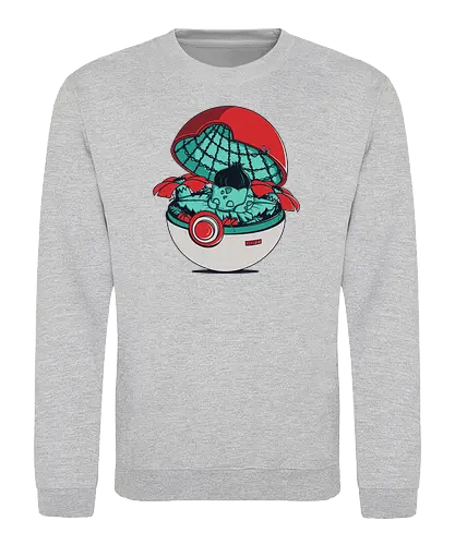 Green Poke House - pocket, mon, monster, gaming, anime, ball, retrogames, grass - Sweatshirt