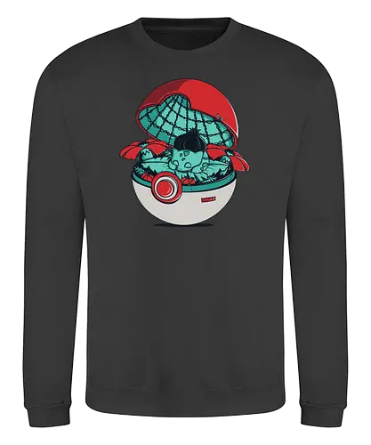 Green Poke House - pocket, mon, monster, gaming, anime, ball, retrogames, grass - Sweatshirt