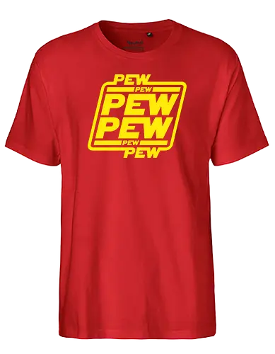 Pew Pew - space opera, pew, star, wars, scifi, science fiction, movie, film, logo - Fairtrade T-Shirt