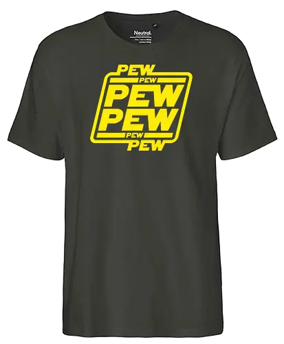 Pew Pew - space opera, pew, star, wars, scifi, science fiction, movie, film, logo - Fairtrade T-Shirt