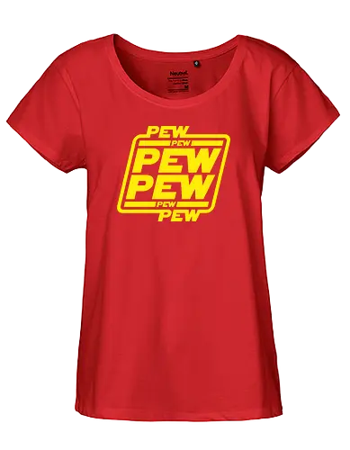 Pew Pew - space opera, pew, star, wars, scifi, science fiction, movie, film, logo - Fairtrade Girl Shirt