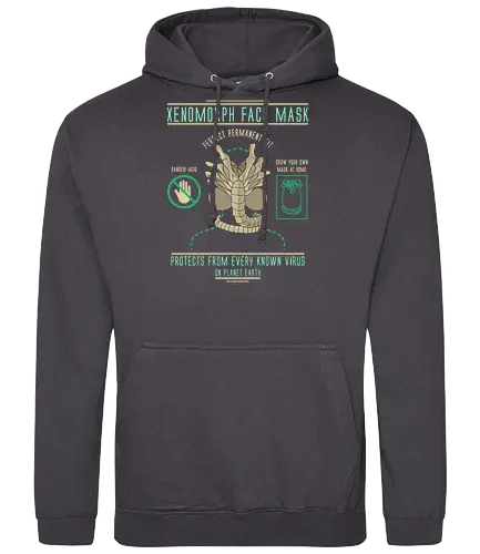 Xenomorph mask - Face Mask, maske, alien, horror, fun, meme, film, mashup - Standard Hoodie