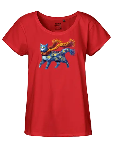 Starry cat - katze, van gogh - Fairtrade Girl Shirt