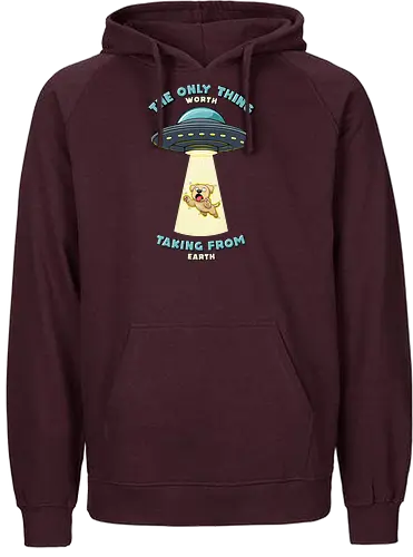 Dogs are the only thing worth taking from earth - dog, hund, alien, ufo - Fairtrade Hoodie