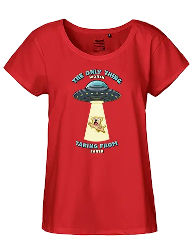 Dogs are the only thing worth taking from earth - dog, hund, alien, ufo - Fairtrade Girl Shirt