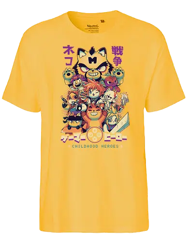 Childhood Heroes - gaming, katze, cat, fantasy, kingdom, lara, Croft, retro, retrogames - Fairtrade T-Shirt