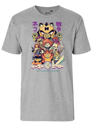 Childhood Heroes - gaming, katze, cat, fantasy, kingdom, lara, Croft, retro, retrogames - Fairtrade T-Shirt