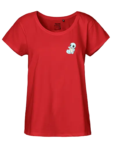 #007 - Blue Turtle - pocket, monster, water, starter - Fairtrade Girl Shirt