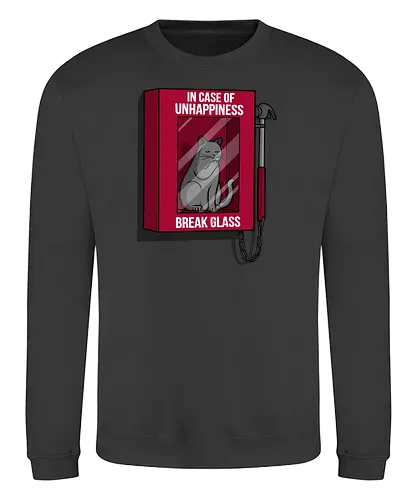 Happiness Cat - happy, Emergency, cat, katze, cute - Sweatshirt